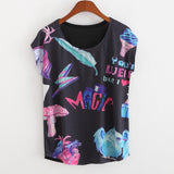 New 2017 summer for Tshirt women style thin plus size loose batwing sleeve women's T-shirt minion and Spongebob print Tops Tees
