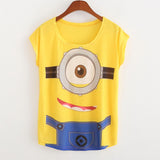 New 2017 summer for Tshirt women style thin plus size loose batwing sleeve women's T-shirt minion and Spongebob print Tops Tees
