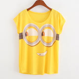 New 2017 summer for Tshirt women style thin plus size loose batwing sleeve women's T-shirt minion and Spongebob print Tops Tees