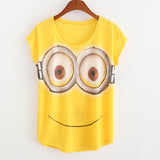 New 2017 summer for Tshirt women style thin plus size loose batwing sleeve women's T-shirt minion and Spongebob print Tops Tees