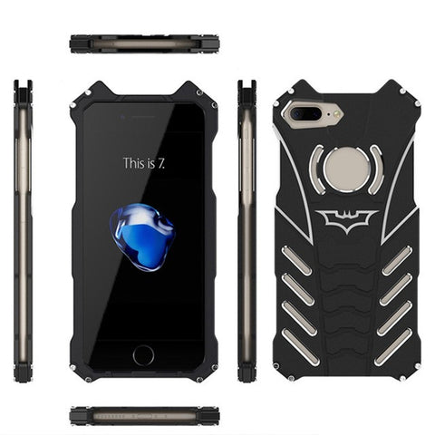 R-JUST Batman Case Heavy Dust Metal Armor Anodized Aluminum Case for iPhone 7 Plus 7S 6S 5S SE Samsung S6 S7edge Note7 5 S8 Plus
