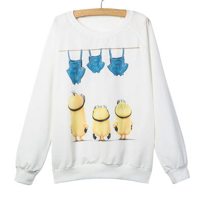 Cute Minions Printed Sweatshirt Women Autumn Design Thin Long Sleeve Ladies Tracksuits Despicable Me White Female Hoodies