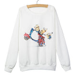 Cute Minions Printed Sweatshirt Women Autumn Design Thin Long Sleeve Ladies Tracksuits Despicable Me White Female Hoodies