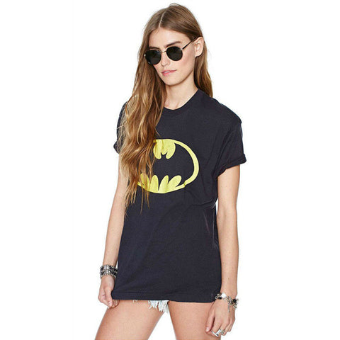 EAST KNITTING H844 2017 New Hot Summer T Shirt Women Black Short Sleeve Tee Shirt Femme Batman Printed Punk Couples Clothes