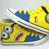 2016 New Arrival Boys & Girls Special Minions Canvas Kids Brand Hand Painted Cartoon Shoes High Top Sneakers For Family , LJ020