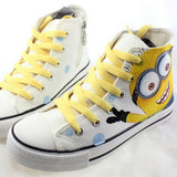 2016 New Arrival Boys & Girls Special Minions Canvas Kids Brand Hand Painted Cartoon Shoes High Top Sneakers For Family , LJ020