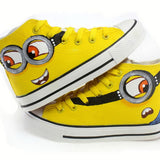 2016 New Arrival Boys & Girls Special Minions Canvas Kids Brand Hand Painted Cartoon Shoes High Top Sneakers For Family , LJ020
