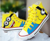 2016 New Arrival Boys & Girls Special Minions Canvas Kids Brand Hand Painted Cartoon Shoes High Top Sneakers For Family , LJ020