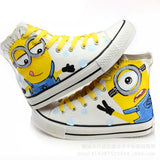 2016 New Arrival Boys & Girls Special Minions Canvas Kids Brand Hand Painted Cartoon Shoes High Top Sneakers For Family , LJ020