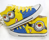 2016 New Arrival Boys & Girls Special Minions Canvas Kids Brand Hand Painted Cartoon Shoes High Top Sneakers For Family , LJ020