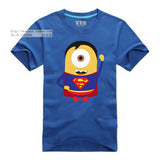Minions Super Hero T-Shirt Cartoon Comic Superman Batman Captain America Spiderman Hulk Thor Movie T Shirts Tshirt Geek Tee