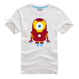 Minions Super Hero T-Shirt Cartoon Comic Superman Batman Captain America Spiderman Hulk Thor Movie T Shirts Tshirt Geek Tee