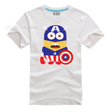 Minions Super Hero T-Shirt Cartoon Comic Superman Batman Captain America Spiderman Hulk Thor Movie T Shirts Tshirt Geek Tee