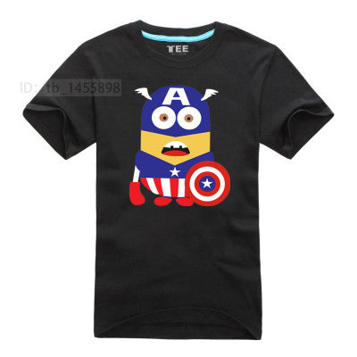 Minions Captain America Super Hero T-Shirt Men Cartoon The Avengers Movie T Shirts Cotton Tshirt Geek Tee