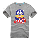 Minions Captain America Super Hero T-Shirt Men Cartoon The Avengers Movie T Shirts Cotton Tshirt Geek Tee