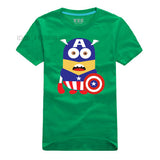 Minions Captain America Super Hero T-Shirt Men Cartoon The Avengers Movie T Shirts Cotton Tshirt Geek Tee