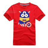 Minions Captain America Super Hero T-Shirt Men Cartoon The Avengers Movie T Shirts Cotton Tshirt Geek Tee