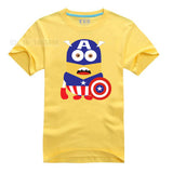 Minions Captain America Super Hero T-Shirt Men Cartoon The Avengers Movie T Shirts Cotton Tshirt Geek Tee