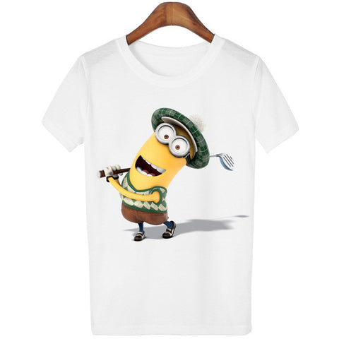 T Shirt Women 2016 Summer Tops Fruits Minions Print T-shirt Femme Loose Short Sleeve Harajuku White Tees Camisetas Mujer