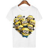 T Shirt Women 2016 Summer Tops Fruits Minions Print T-shirt Femme Loose Short Sleeve Harajuku White Tees Camisetas Mujer