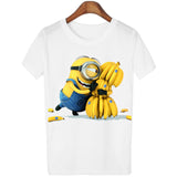 T Shirt Women 2016 Summer Tops Fruits Minions Print T-shirt Femme Loose Short Sleeve Harajuku White Tees Camisetas Mujer