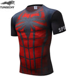 TUNSECHY brand Newest long sleeve compression shirt men's marvel captain america/Ironman/Sipder Man/superman Tights t shirt