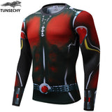 TUNSECHY brand Newest long sleeve compression shirt men's marvel captain america/Ironman/Sipder Man/superman Tights t shirt