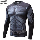 TUNSECHY brand Newest long sleeve compression shirt men's marvel captain america/Ironman/Sipder Man/superman Tights t shirt