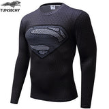 TUNSECHY brand Newest long sleeve compression shirt men's marvel captain america/Ironman/Sipder Man/superman Tights t shirt