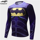TUNSECHY brand Newest long sleeve compression shirt men's marvel captain america/Ironman/Sipder Man/superman Tights t shirt