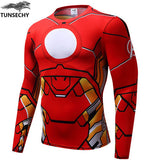 TUNSECHY brand Newest long sleeve compression shirt men's marvel captain america/Ironman/Sipder Man/superman Tights t shirt