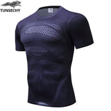 TUNSECHY brand Newest long sleeve compression shirt men's marvel captain america/Ironman/Sipder Man/superman Tights t shirt