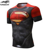 TUNSECHY brand Newest long sleeve compression shirt men's marvel captain america/Ironman/Sipder Man/superman Tights t shirt