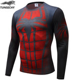TUNSECHY brand Newest long sleeve compression shirt men's marvel captain america/Ironman/Sipder Man/superman Tights t shirt