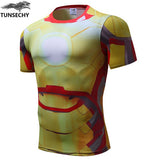 TUNSECHY brand Newest long sleeve compression shirt men's marvel captain america/Ironman/Sipder Man/superman Tights t shirt