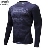 TUNSECHY brand Newest long sleeve compression shirt men's marvel captain america/Ironman/Sipder Man/superman Tights t shirt