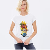 Tee Shirt Femme Harajuku Character T-Shirts Short Sleeve O-Neck Cartoon Minions Print Tshirt Summer Tops For Women Tees Big Size