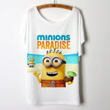 2017 Casual Tee Shirt Femme Graphic Tees Design Print Cartoon Minions T Shirt Women Tops Batwing Short Sleeve White Tshirt