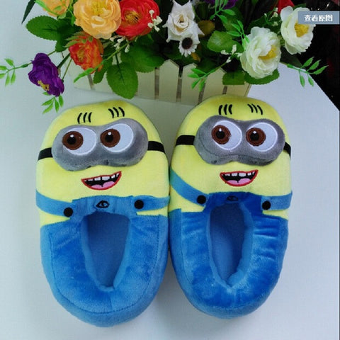 LCX 3D minions slippers woman Winter Warm slippers Despicable Minion Stewart Figure Shoes Plush Toy Home Slipper One Size Doll