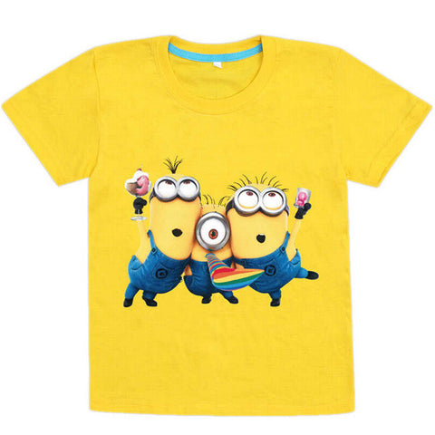 iMucci 110-150CM Yellow Minion Cartoon Kids T Shirt Minions Child Boy Summer Short Sleeve T-Shirt Boys Clothes Tops