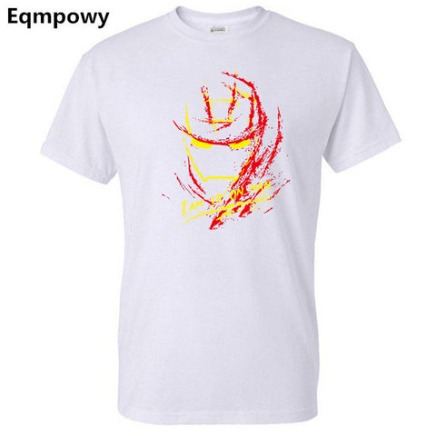 Eqmpowy New Iron Man T Shirt Men T-Shirt Cartoon Ironman The Avengers Super Hero Comic Movie Tshirt Geek Tee