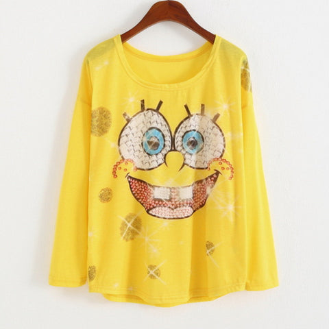 WAIBO BEAR New Fashion Loose Shirt Women Spring Lovely Minions Printed Shirt Women Long Sleeve Despicable Me Shirt Female