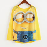 WAIBO BEAR New Fashion Loose Shirt Women Spring Lovely Minions Printed Shirt Women Long Sleeve Despicable Me Shirt Female
