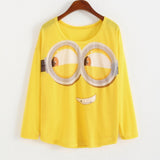 WAIBO BEAR New Fashion Loose Shirt Women Spring Lovely Minions Printed Shirt Women Long Sleeve Despicable Me Shirt Female