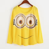 WAIBO BEAR New Fashion Loose Shirt Women Spring Lovely Minions Printed Shirt Women Long Sleeve Despicable Me Shirt Female