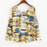 WAIBO BEAR New Fashion Loose Shirt Women Spring Lovely Minions Printed Shirt Women Long Sleeve Despicable Me Shirt Female