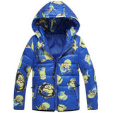 New Minions Baby Girls Boys Jacket Kids Hoodies Winter Warm thick Coat Children Cartoon Lovely Outerwear