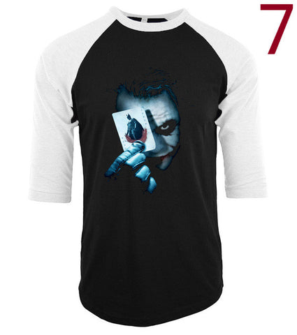 2017 Joker Heath Ledger Vintage Batman 2 camisetas men three-quarter sleeve cotton t shirt raglan funny crossfit tee shirt homme