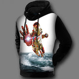 Winter Super Warm American Film Ironman Clothes 3D Print Pullover Coat Jacket Iron Man Hooded Sweatshirt Fleece Lined Design