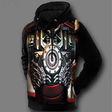 Winter Super Warm American Film Ironman Clothes 3D Print Pullover Coat Jacket Iron Man Hooded Sweatshirt Fleece Lined Design